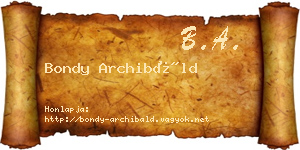 Bondy Archibáld névjegykártya